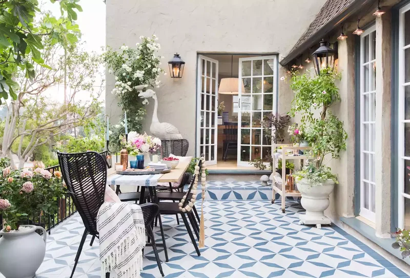 68 Patio Design Ideas That'll Have You Living Outdoors 58 Lay a Patterned Tile Floor