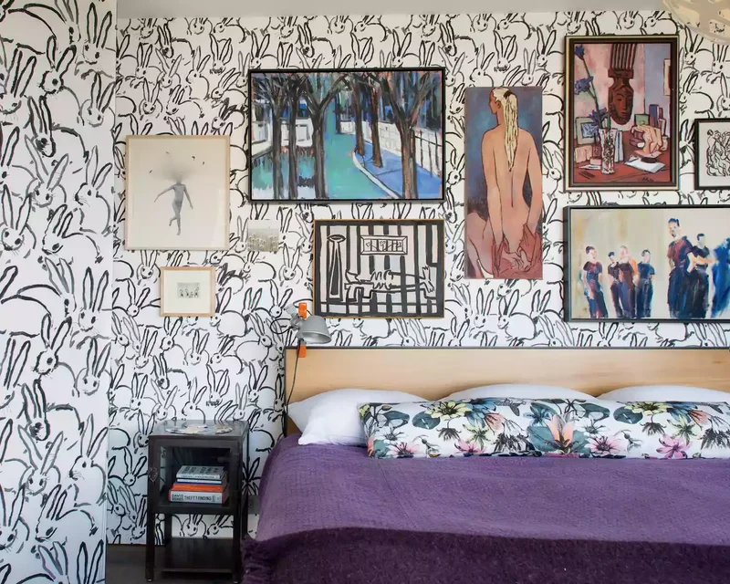 32 Maximalist Bedroom Ideas for More-Is-More Enthusiasts 7 Layer Art Over Wallpaper