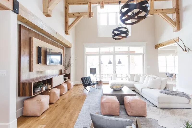 45 Modern Rustic Living Room Designs You'll Love to Recreate 33 Layer Wood Elements