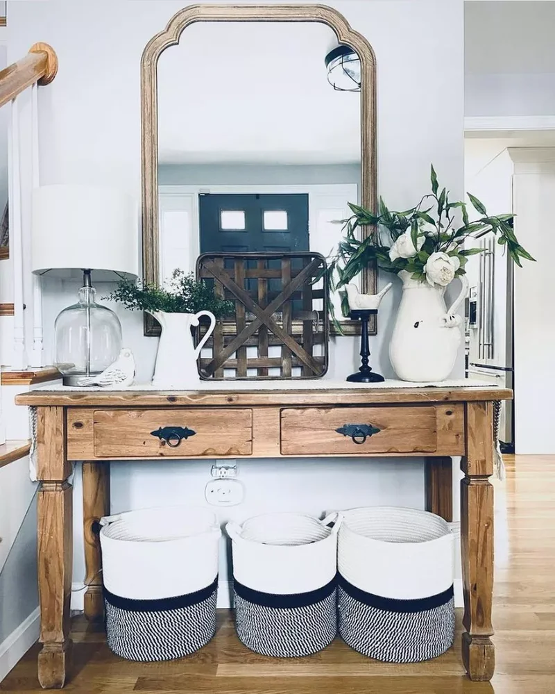 Lean a Woven Tray for a Rustic Look