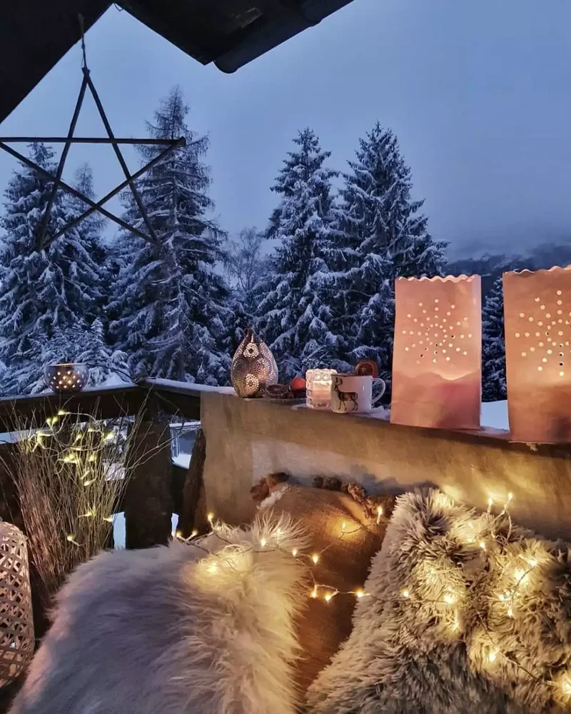 Ledge Lined With Lanterns
