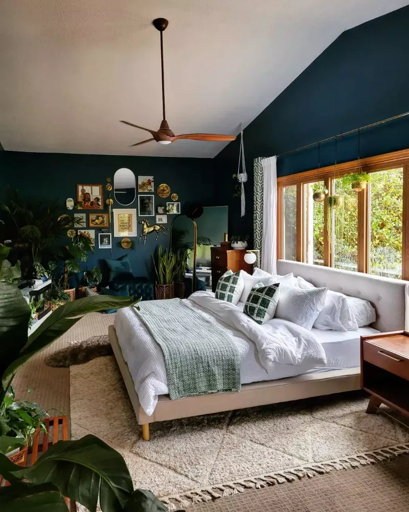 32 Dark Green Bedroom Designs to Inspire Your Next Makeover 17 Let Plants Abound