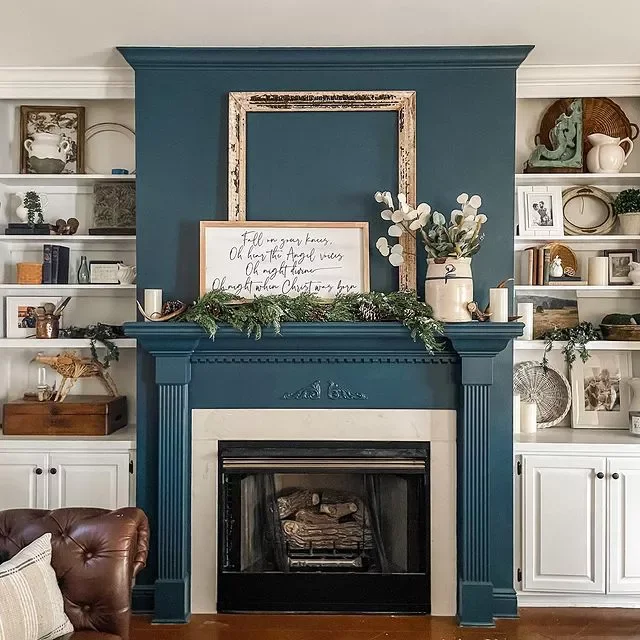 36 Beautiful Painted Fireplace Ideas for Your Home 27 Let Your Fireplace Pop Against Built-Ins