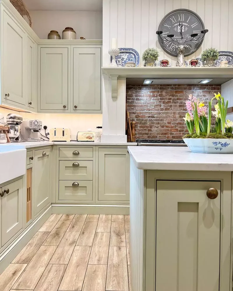 Light Sage Farmhouse Kitchen