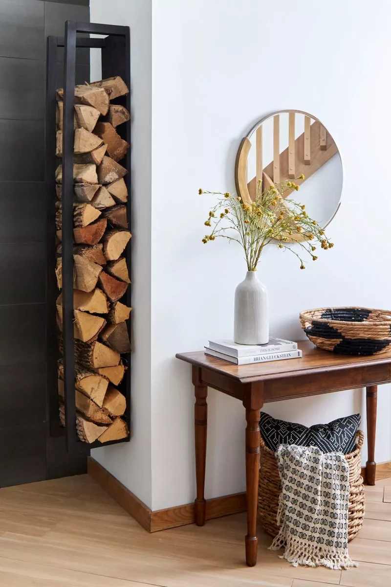 10 Creative Firewood Storage Solutions for Inside & Out 2 Line a Wall
