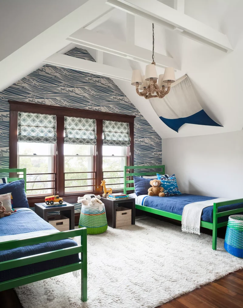 26 Green Bedroom Designs to Create Your Perfect Cozy Space 15 Make Waves with Navy and Green