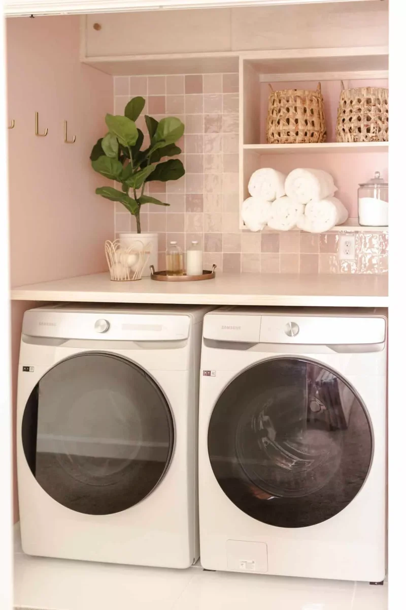 53 Stylish Small Laundry Room Ideas That Work Beautifully 12 Make a DIY Laundry Closet Folding Table