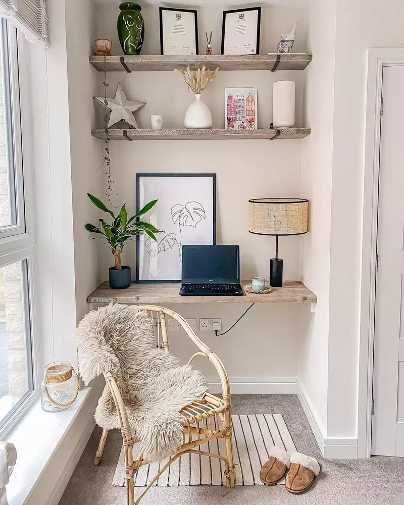 30 Home Office Shelving Solutions for Your Workspace 19 Make a Shelf Into a Desk