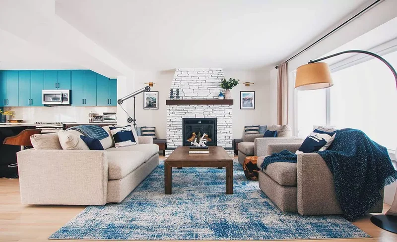 23 Beautiful Blue and Gray Living Room Design Ideas 21 Make an Open Floor Plan Work for You