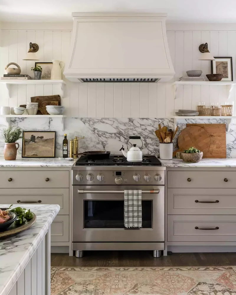 Marble + Shiplap Backsplash