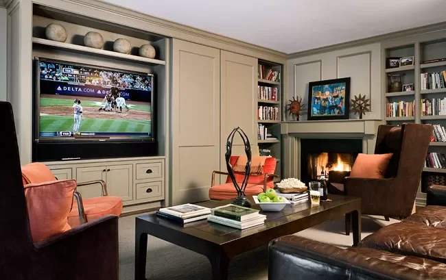 33 Space-Saving Murphy Bed Ideas We Love for Your Home 25 Media Room Murphy Bed (Closed)