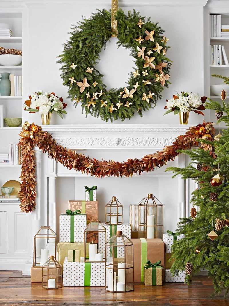53 Stunning Christmas Mantel Decor Ideas for Your Home 34 Metallic Christmas Mantel