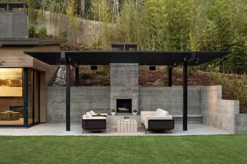 Minimal Black Slats Pergola Roof