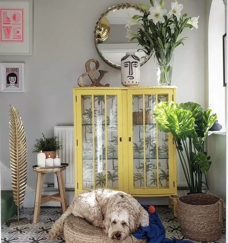 20 Furniture Painting Ideas for Your Next DIY Transformation 18 Mix Paint With Wallpaper