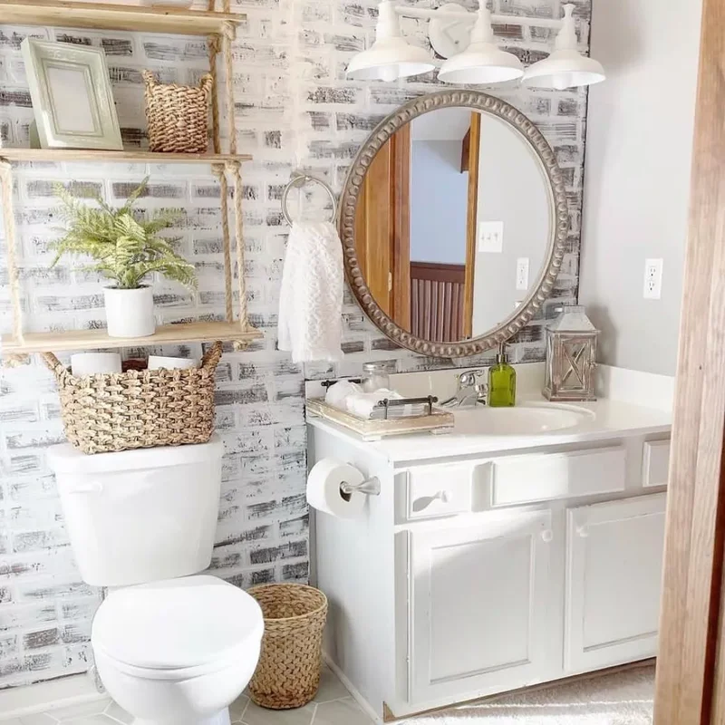 42 Country Bathroom Ideas for Your Modern Farmhouse Style 42 Mixed Materials