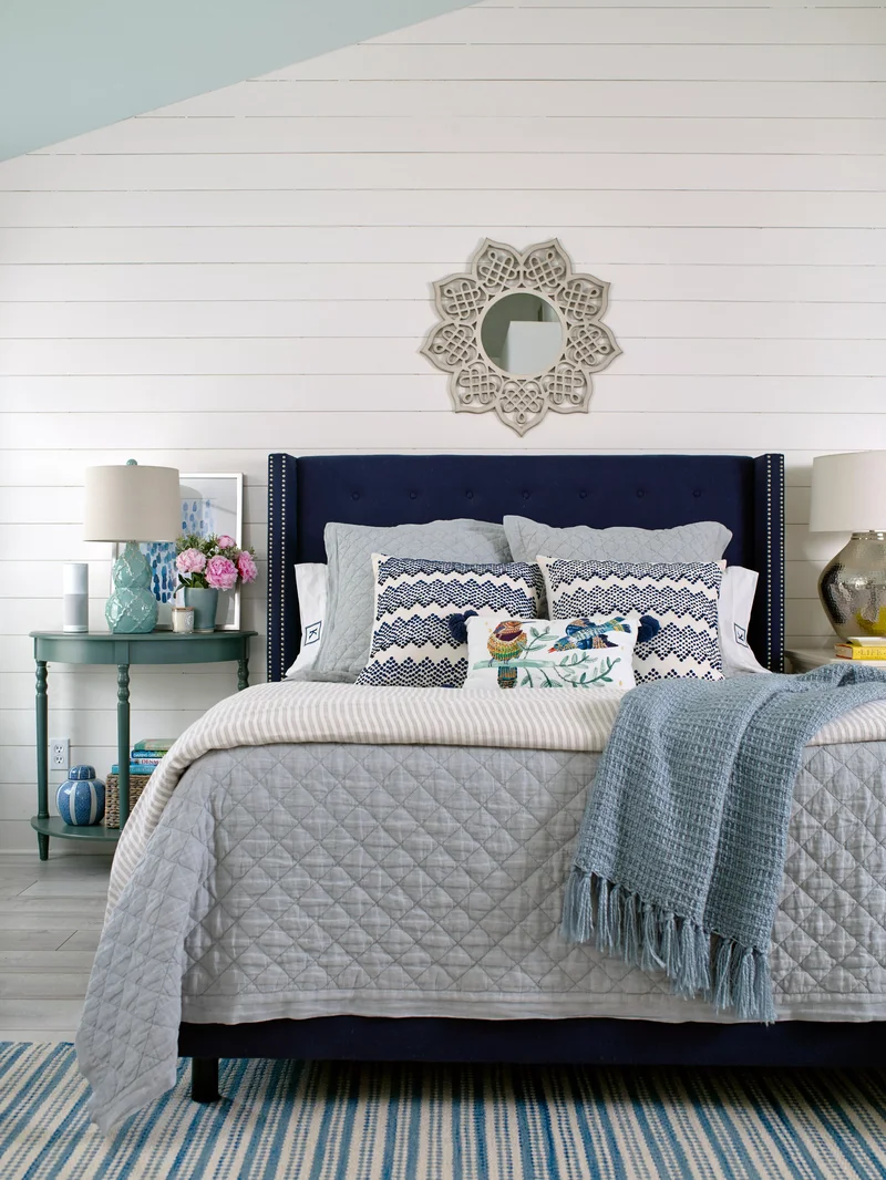 30 Beautiful Blue and White Bedroom Ideas for Restful Style 14 Mixing Shades of Blue