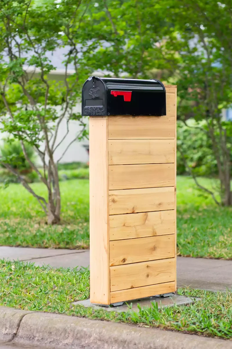 27 Mailbox Post Ideas That'll Boost Your Curb Appeal 2 Modern Wood Mailbox Post