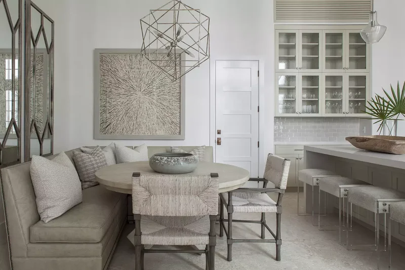 30 Breakfast Nook Ideas to Create Your Inviting Corner 23 Monochromatic Breakfast Nook