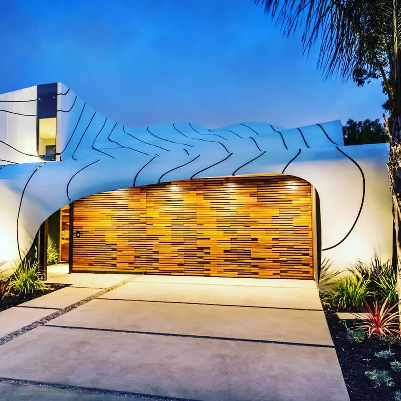 52 Stunning Garage Door Ideas to Boost Your Curb Appeal 26 Multi-Colored Wood Planks