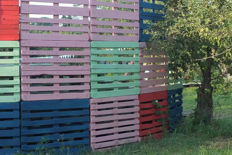 Multicolored Pallet Fence