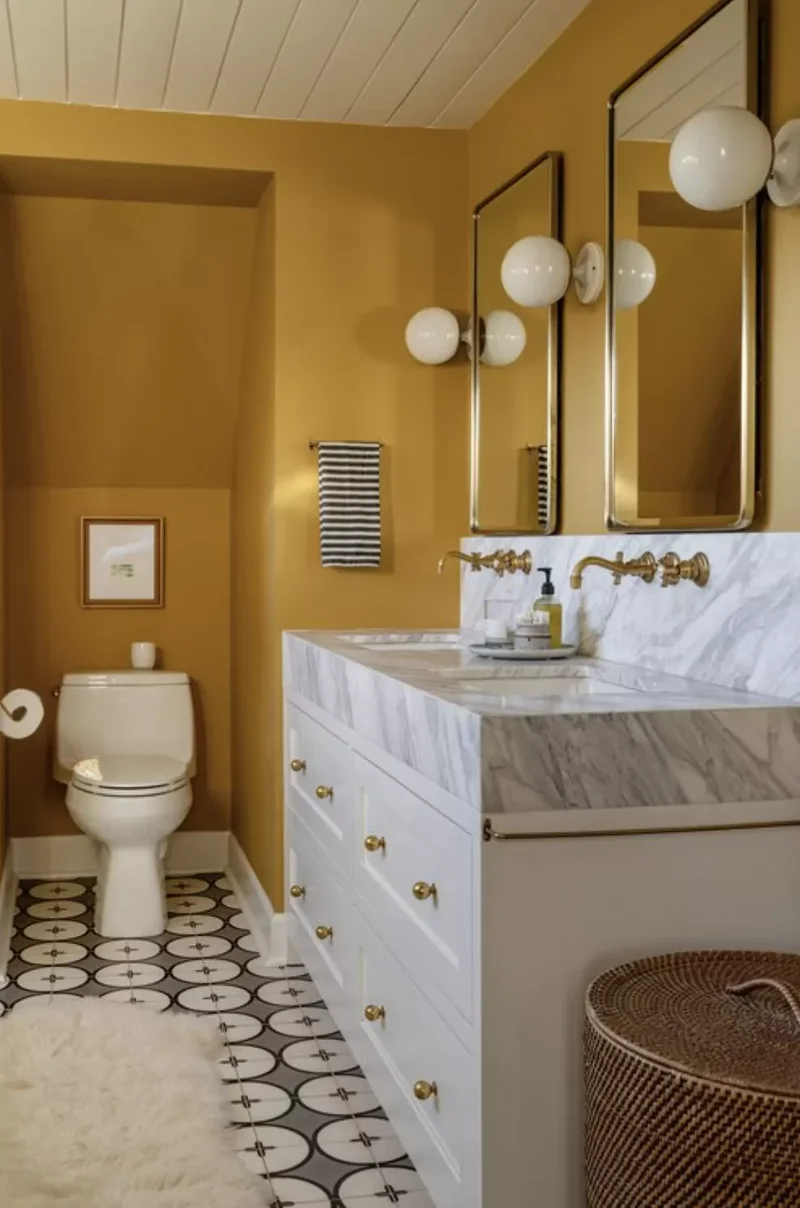42 Vibrant Bathroom Color Ideas for Small Space Styling 29 Mustard Yellow