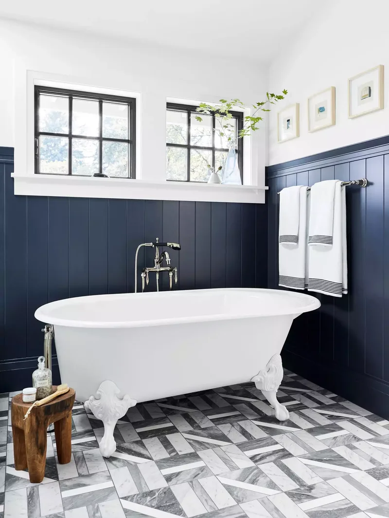 Navy Blue Wood Panneling