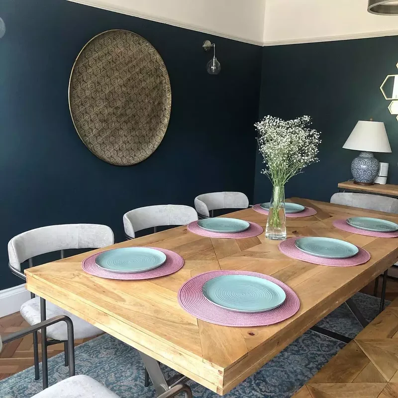 27 Contemporary Dining Room Design Ideas You'll Love 19 Navy Dining Room Walls