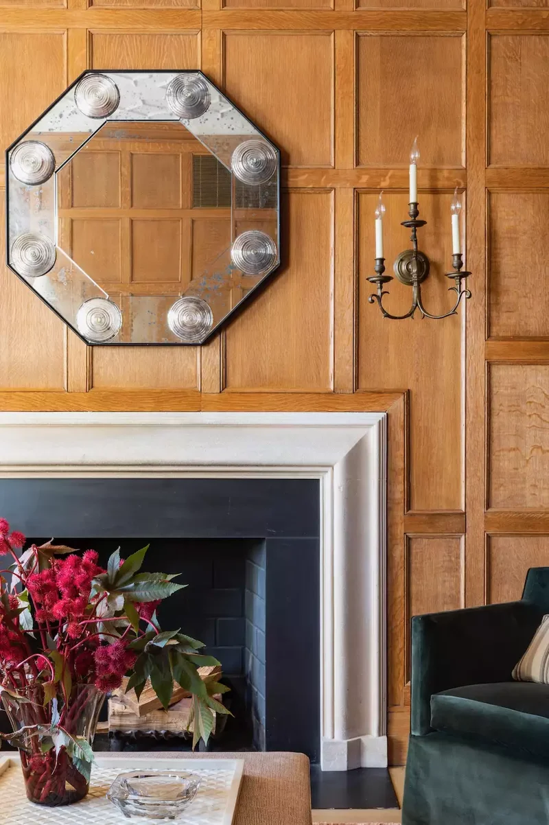 19 Fireplace Accent Wall Ideas to Transform Your Space 14 Oak Wood Paneling