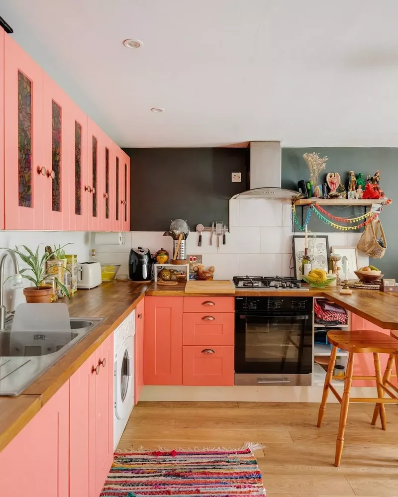 30 Pink Kitchen Designs Showing Pink as the Ideal Neutral 20 Opt for Coral Cabinets