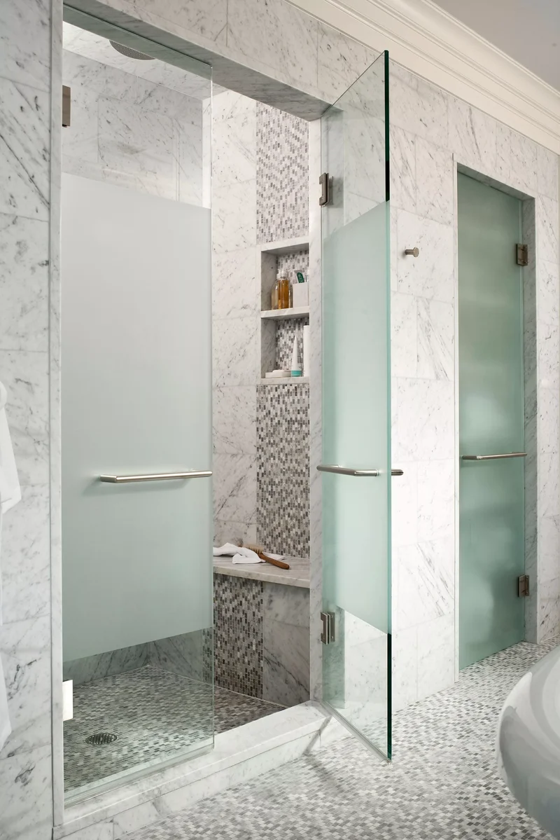 48 Contemporary Bathroom Ideas to Transform Your Space 15 Opt for Etched Glass