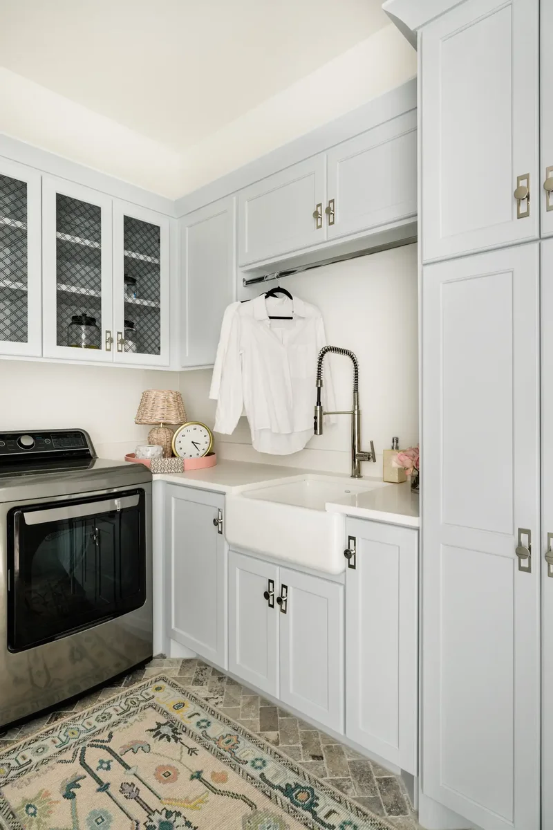 18 Smart Laundry Shelving Ideas to Maximize Small Spaces 5 Opt for Mesh Cabinet Fronts