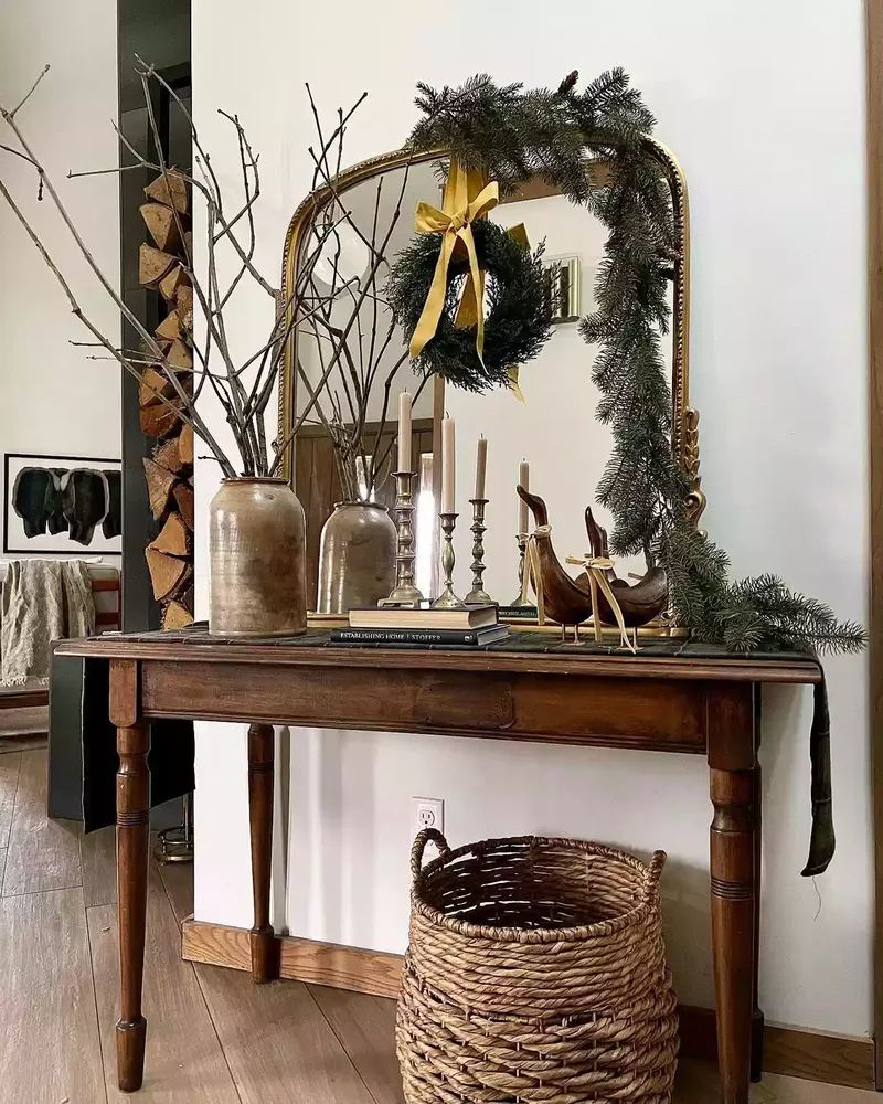 51 Entryway Mirror Ideas That Make Your Space Feel Larger 21 Opt for Seasonality