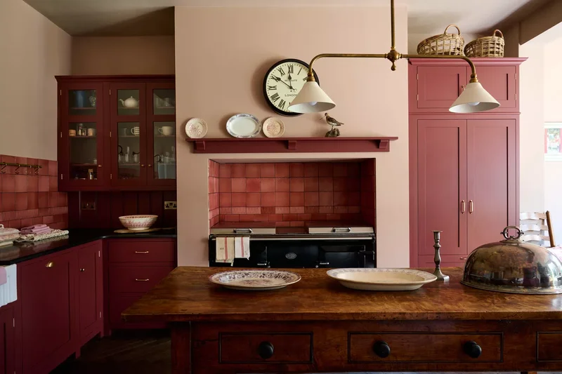 28 Red Kitchen Ideas That'll Transform Your Cooking Space 11 Opt for Soft Rosy Reds