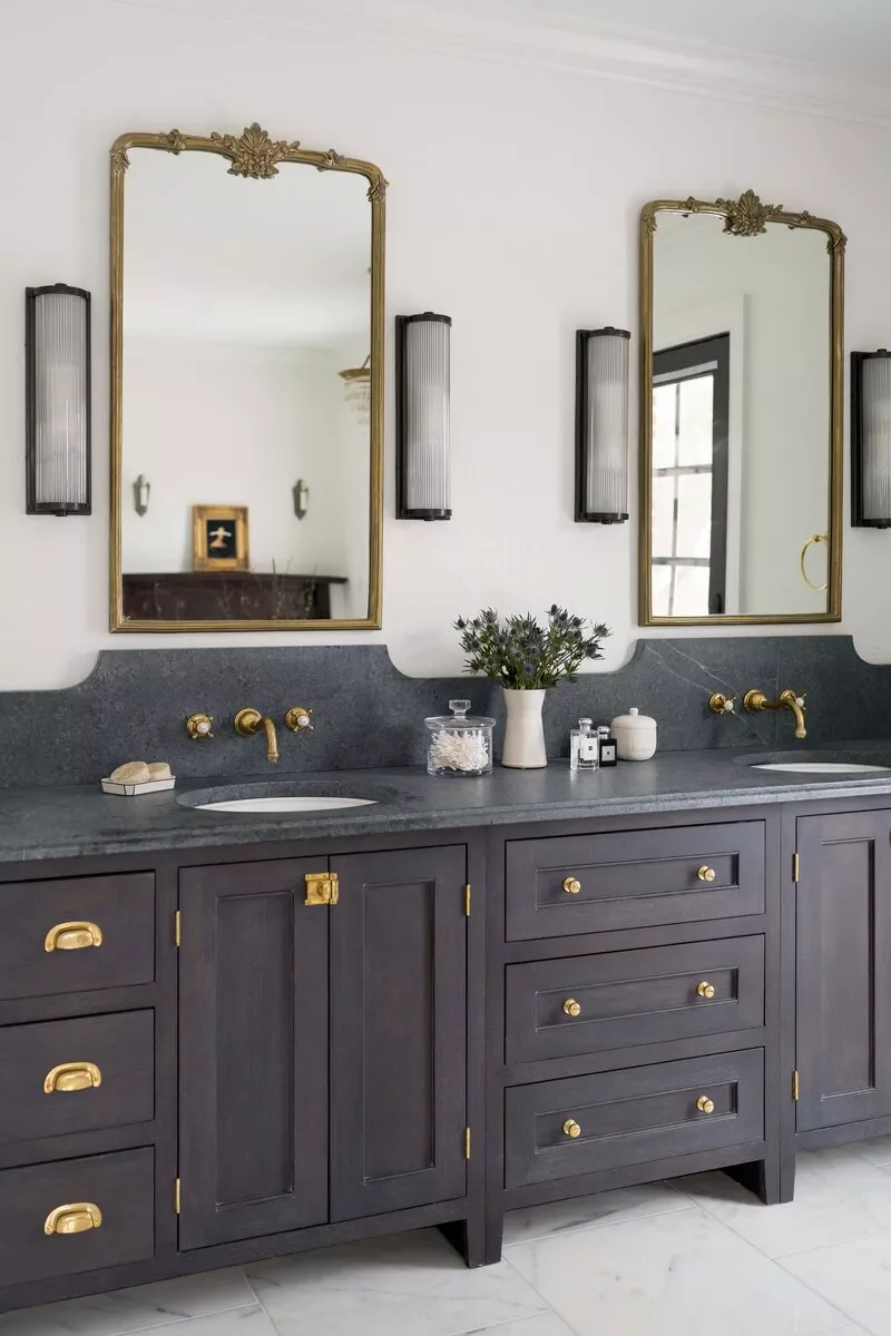 50 Moody Dark Bathroom Ideas for a Dramatic Transformation 37 Opt for a Dark Vanity