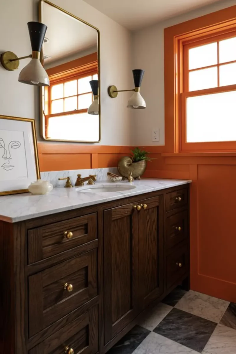 42 Vibrant Bathroom Color Ideas for Small Space Styling 12 Orange
