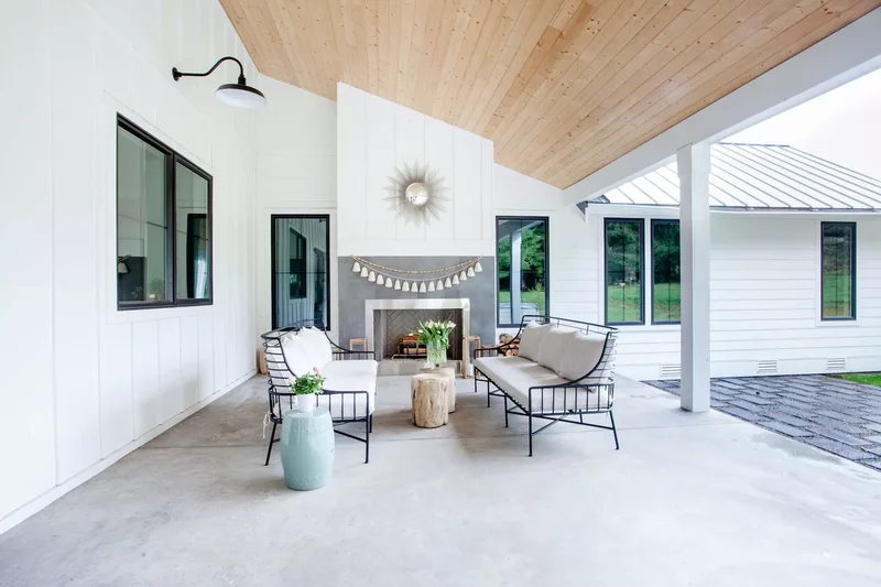 47 Shiplap Fireplace Designs for Every Style and Space 23 Outdoor Shiplap Fireplace