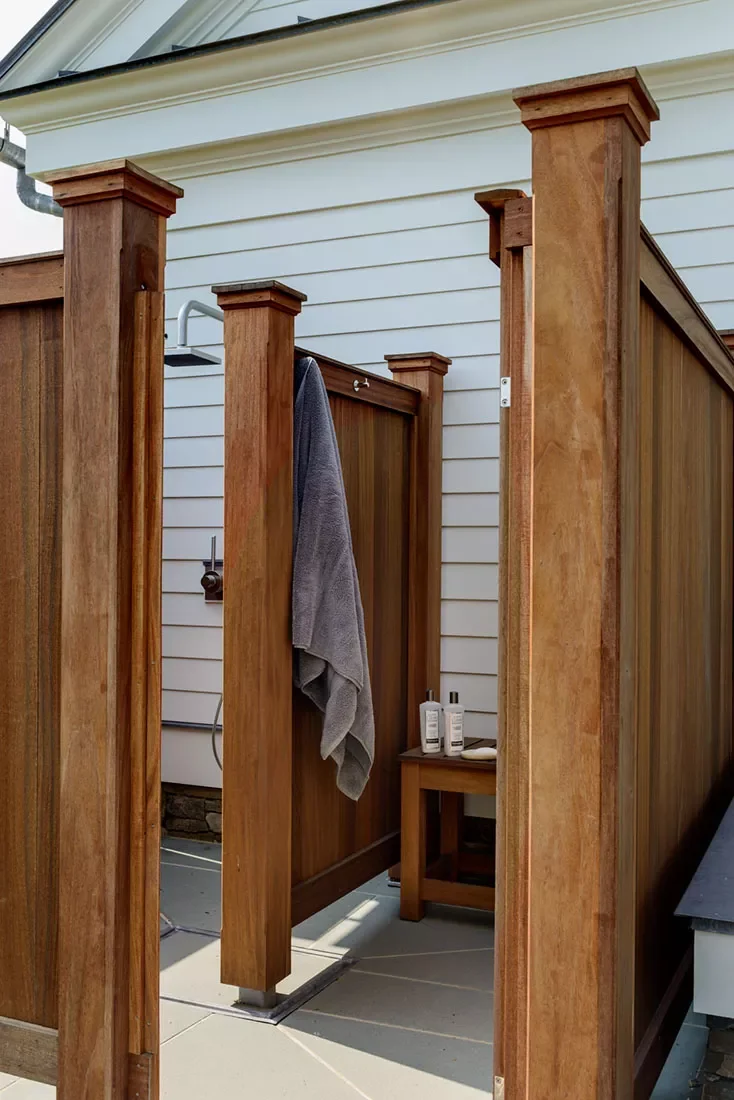 34 Beautiful Outdoor Shower Ideas for Backyards & Beach 20 Outdoor Shower Changing Room