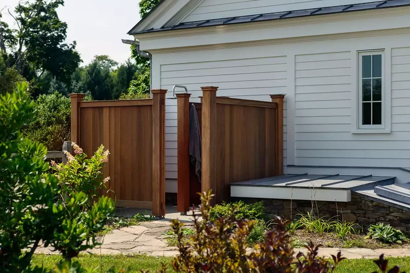 34 Beautiful Outdoor Shower Ideas for Backyards & Beach 10 Outdoor Shower Path