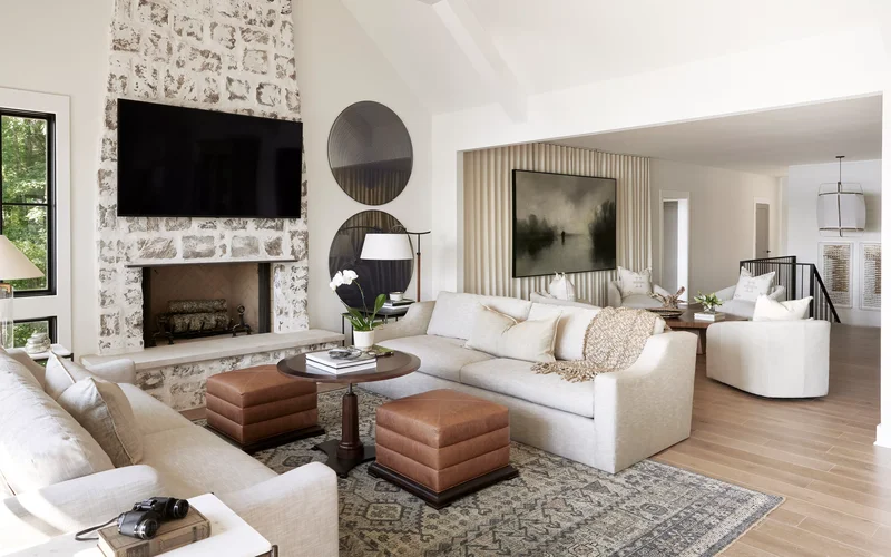 21 Modern Farmhouse Fireplace Ideas for Cozy Charm at Home 12 Over-grout Oversized Stones