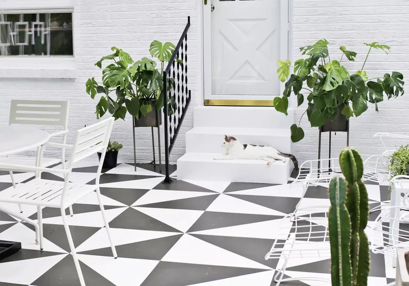 40 Budget-Friendly DIY Backyard Projects for Your Dream Oasis 18 Paint Bland Patio Tiles for an Easy Upgrade