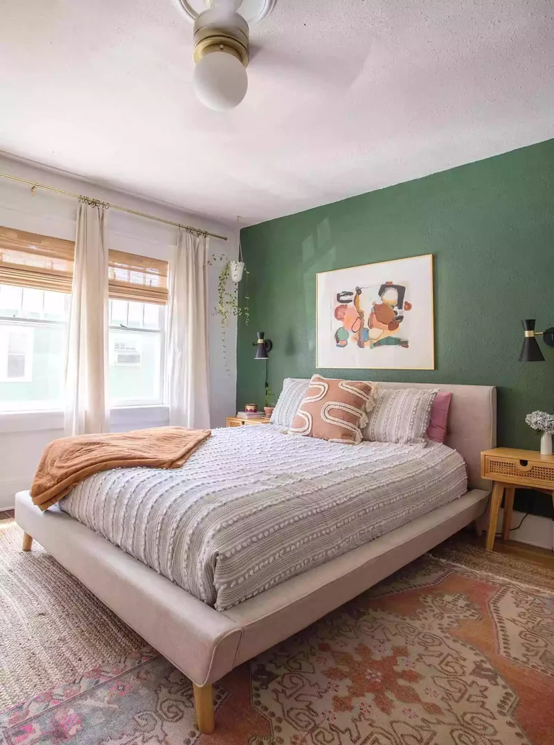 32 Dark Green Bedroom Designs to Inspire Your Next Makeover 22 Paint an Accent Wall