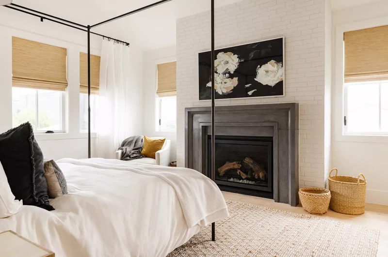 Painted Brick Fireplace Wall