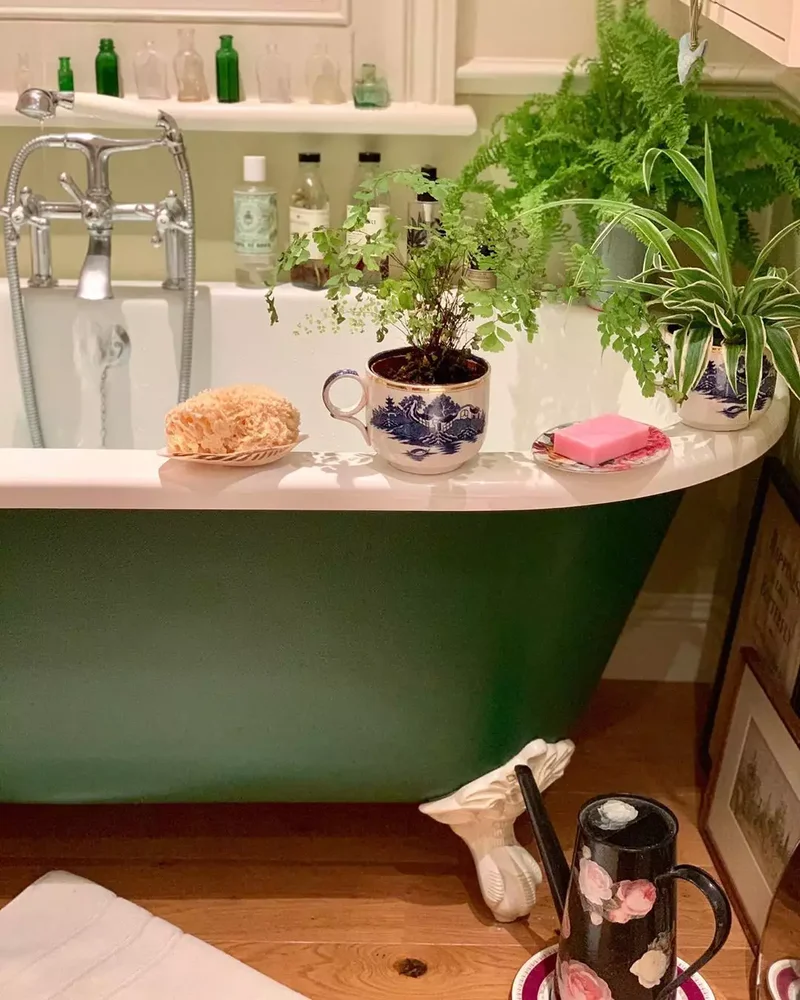 Painted Green Bathtub