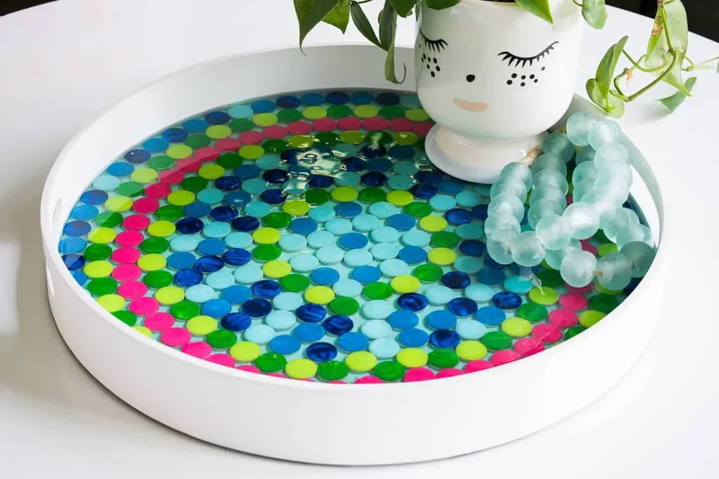 Painted Penny Tile Mosaic Tray