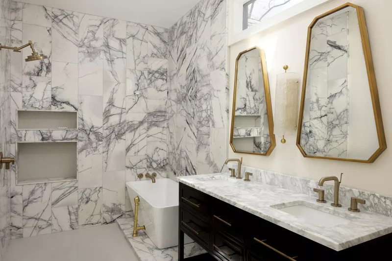 27 Stunning Wet Room Ideas to Transform Your Bathroom Space 14 Pair Marble and Brass