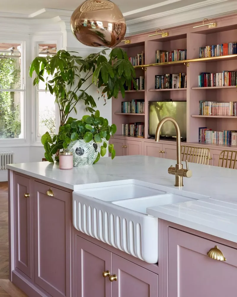 30 Pink Kitchen Designs Showing Pink as the Ideal Neutral 12 Pair Pink With Brass