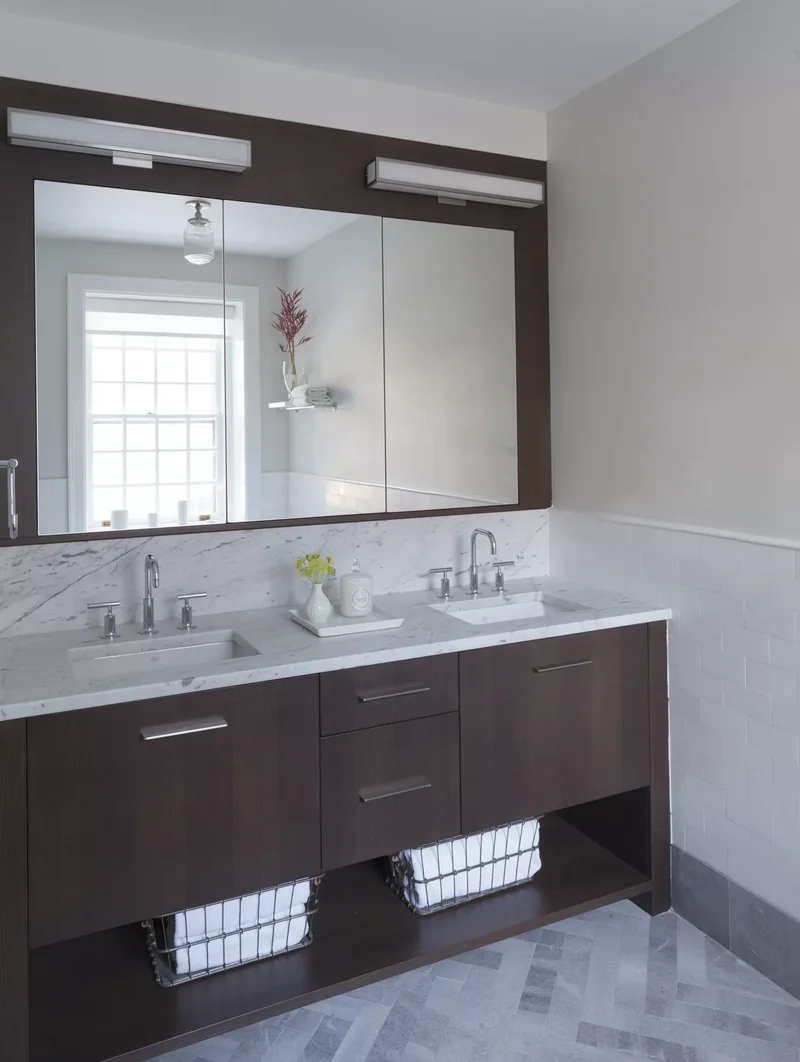 25 Stunning Double Vanity Bathroom Ideas You'll Adore 1 Pair Wood and Marble