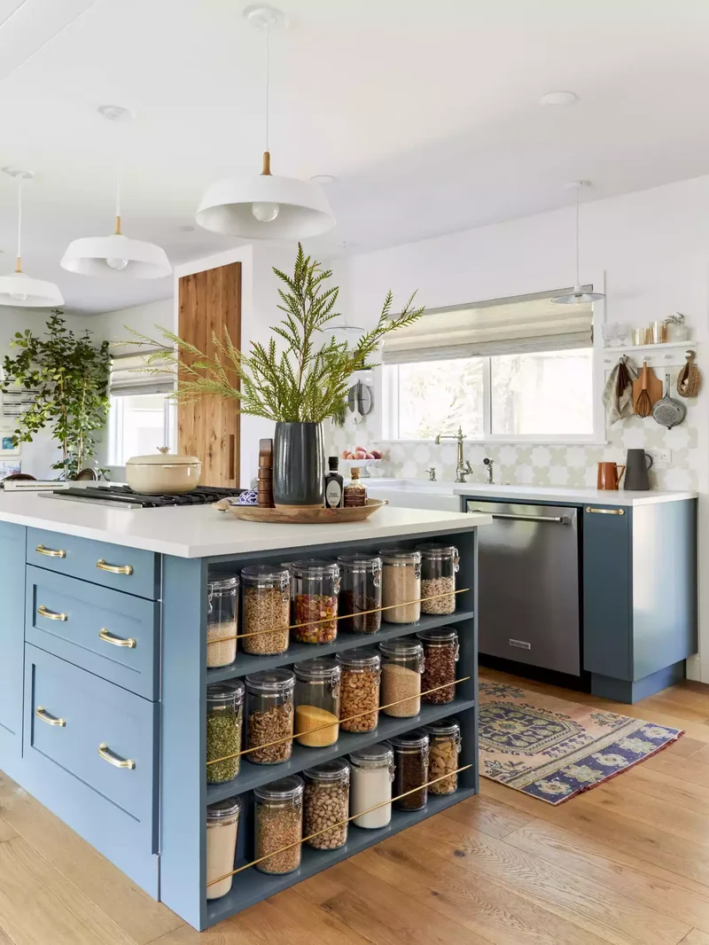 24 Beautiful Kitchen Island Storage Solutions You'll Love 2 Pantry Shelves