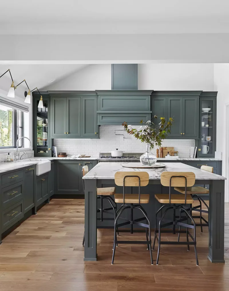 39 Green Kitchen Design Ideas That Never Go Out of Style 24 Pick a Cool Green Shade
