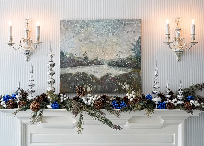 53 Stunning Christmas Mantel Decor Ideas for Your Home 23 Pinecone Christmas Mantel